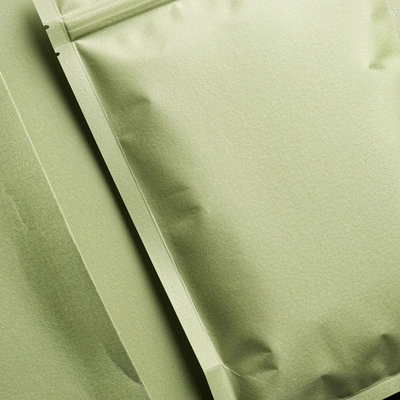 Close-up of innovative sustainable packaging with a focus on material texture and design