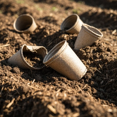 Compostable cups breaking down in a controlled composting environment