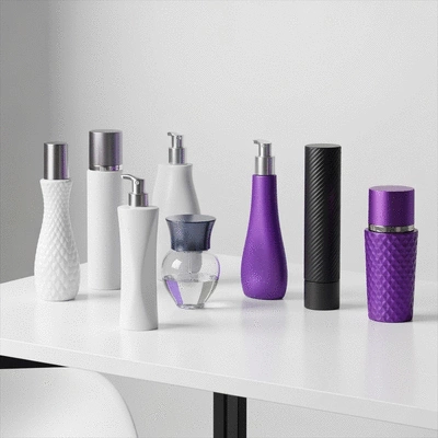 Cosmetic bottles with diverse shapes and colors
