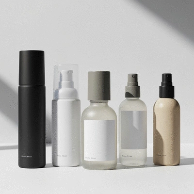 Modern cosmetic bottles with minimalist design and eco-friendly materials
