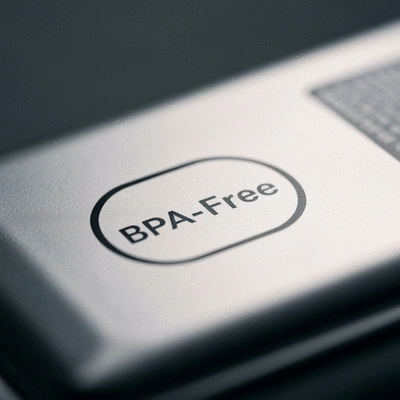 Close-up of a BPA-free label on food packaging