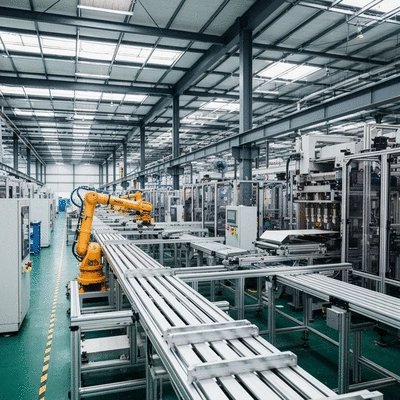 Modern factory floor producing eco-friendly packaging materials